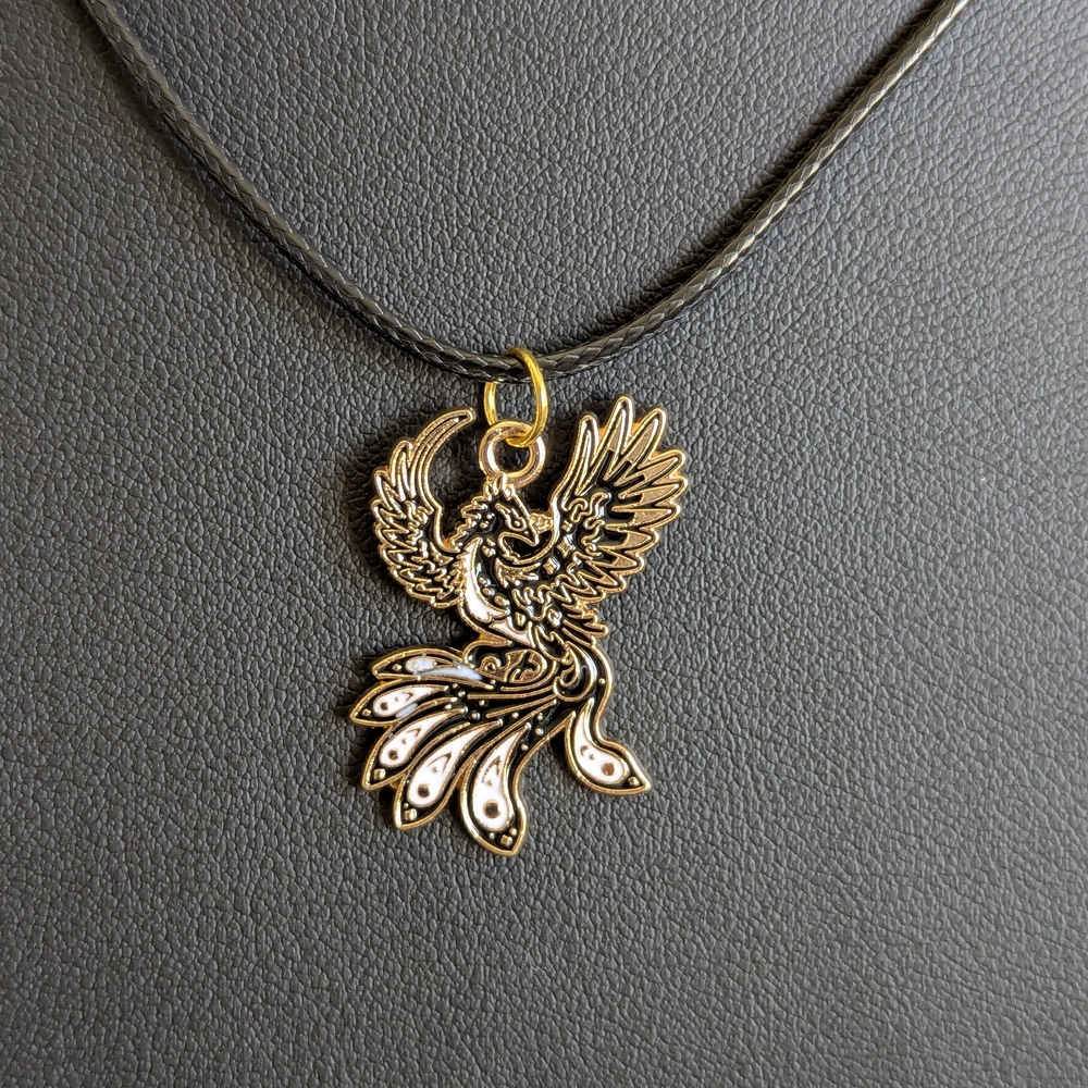Elegant Gold and Black Phoenix Pendant Necklace